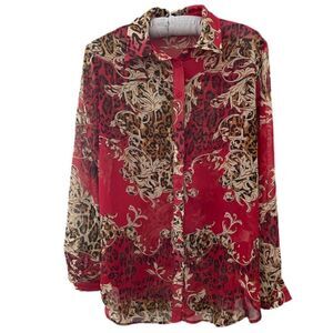 Pretty Little Things Patterned Button Down Blouse